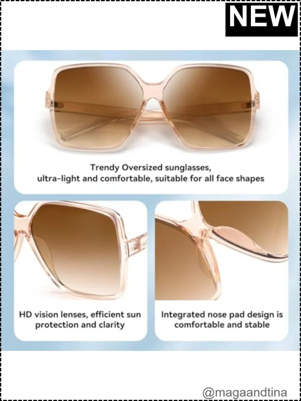 Oversized Square Sunglasses Women UV400 Protection Large Wide Trendy Shades